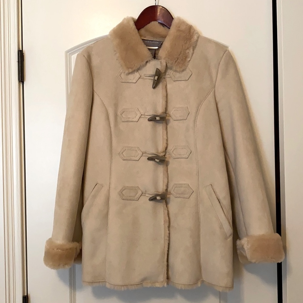 Ann Taylor suede-fur lined coat
